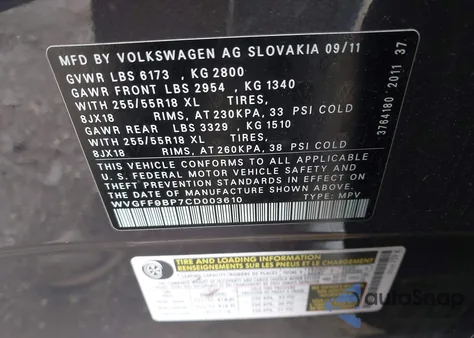 2012 Volkswagen Touareg Vr6 Sport from USA, damaged, VIN WVGFF9BP7CD003610